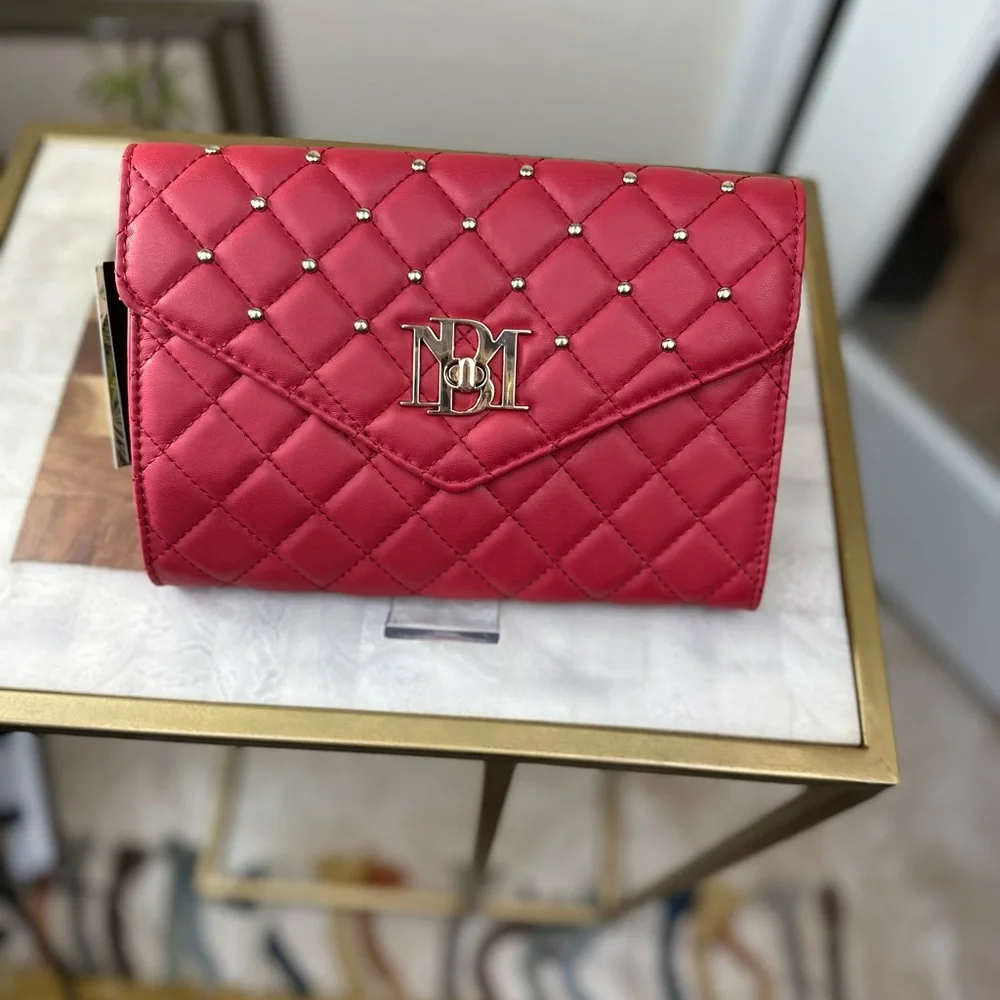 Badgley Mischka NWT Diamond Red‎ Quilted Chain Shoulder Bag